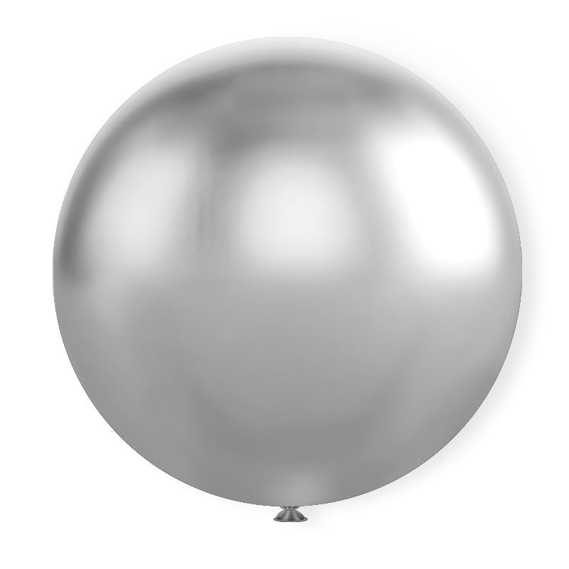 5 Pc Chrome Silver Latex Helium, Air or Water Balloons 36" - YauSpark