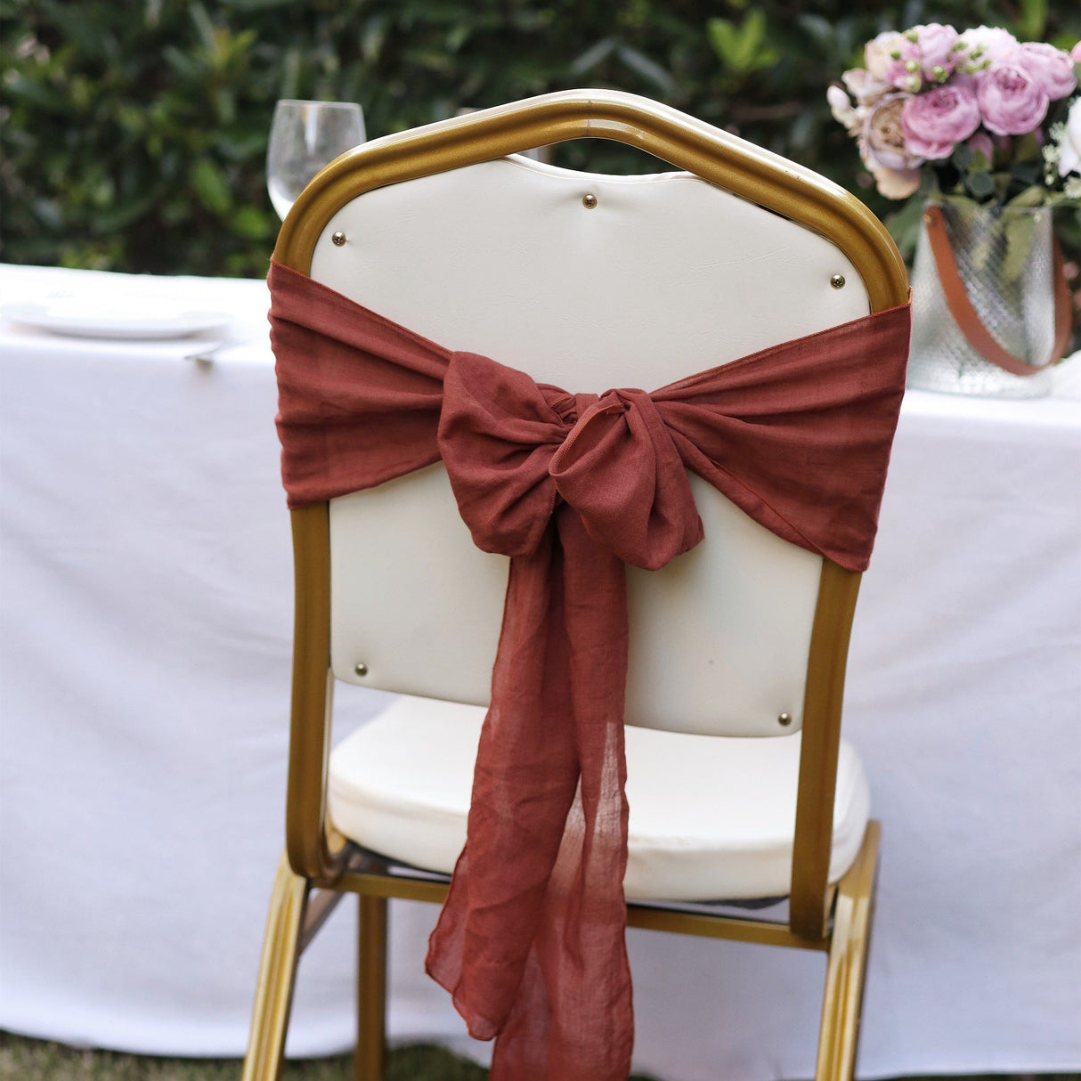5 Pc Cotton Chair Sashes 7"x100" Caramel - YauSpark