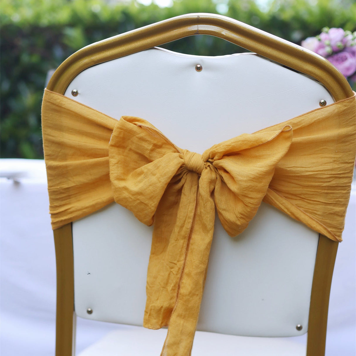 5 Pc Cotton Chair Sashes 7"x100" Ginger Yellow - YauSpark