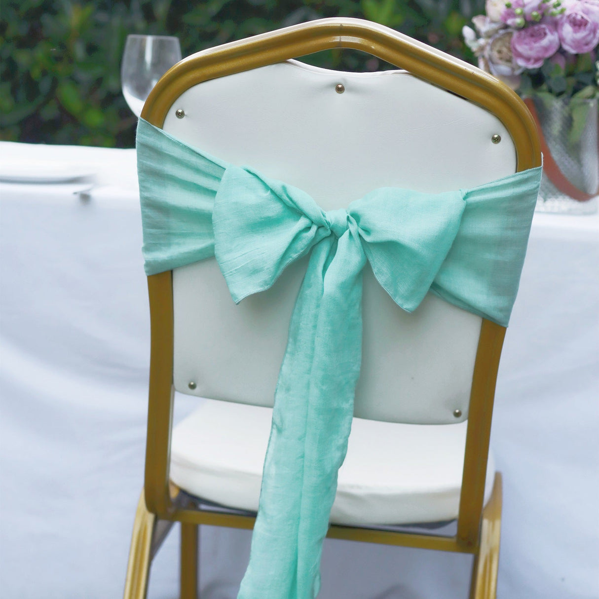 5 Pc Cotton Chair Sashes 7"x100" Lake Blue - YauSpark