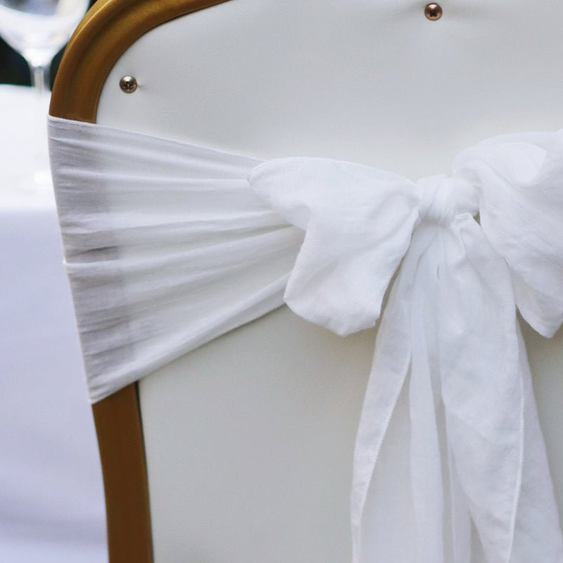 5 Pc Cotton Chair Sashes 7"x100" White - YauSpark
