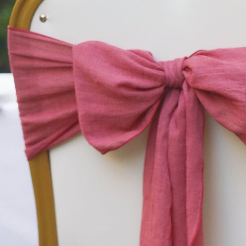 5 Pc Cotton Chair Sashes 7"x100" Wine Red - YauSpark