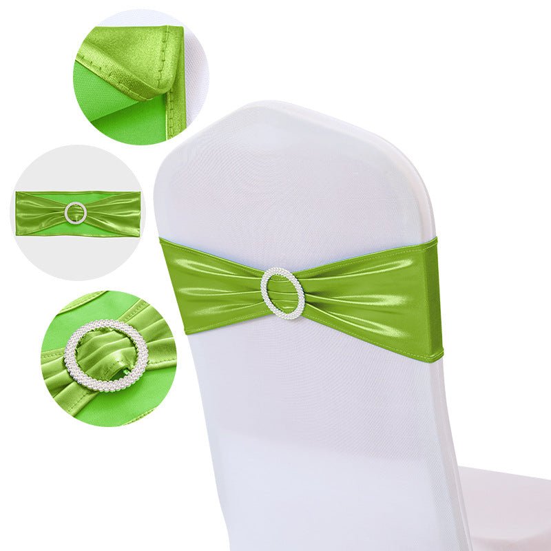 5 Pc Metallic Stretch Chair Sashes Bows 6"x14" Apple Green - YauSpark