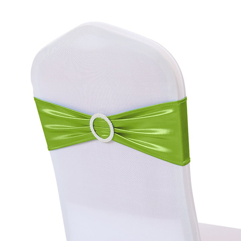 5 Pc Metallic Stretch Chair Sashes Bows 6"x14" Apple Green - YauSpark