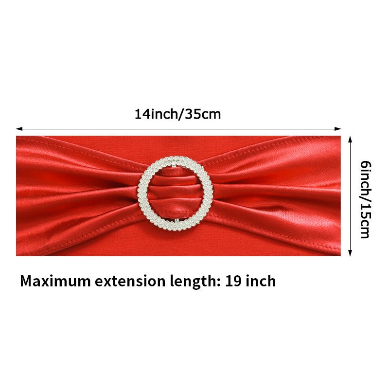 5 Pc Metallic Stretch Chair Sashes Bows 6"x14" Green - YauSpark