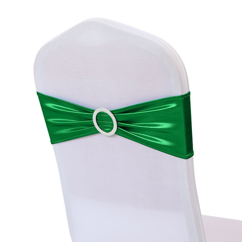 5 Pc Metallic Stretch Chair Sashes Bows 6"x14" Green - YauSpark