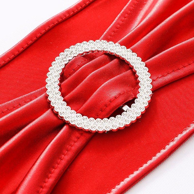 5 Pc Metallic Stretch Chair Sashes Bows 6"x14" Green - YauSpark