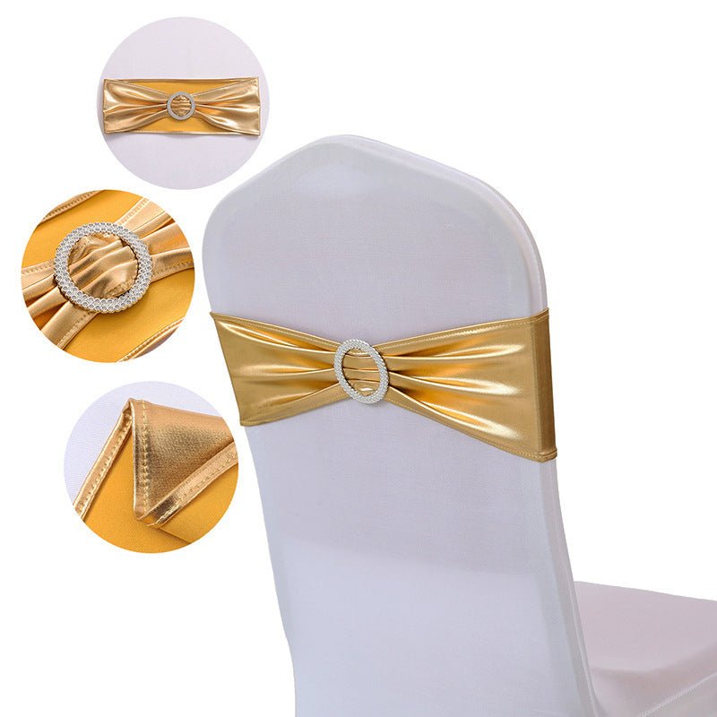 5 Pc Metallic Stretch Chair Sashes Bows 6"x14" Old Gold - YauSpark