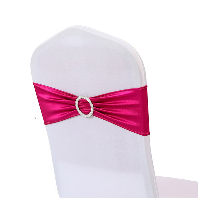5 Pc Metallic Stretch Chair Sashes Bows 6"x14" Rose Red - YauSpark