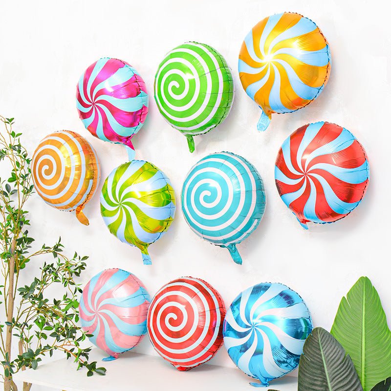 5 Pc Orange Candy Striped Mylar Foil Helium/Air Balloons 18" - YauSpark