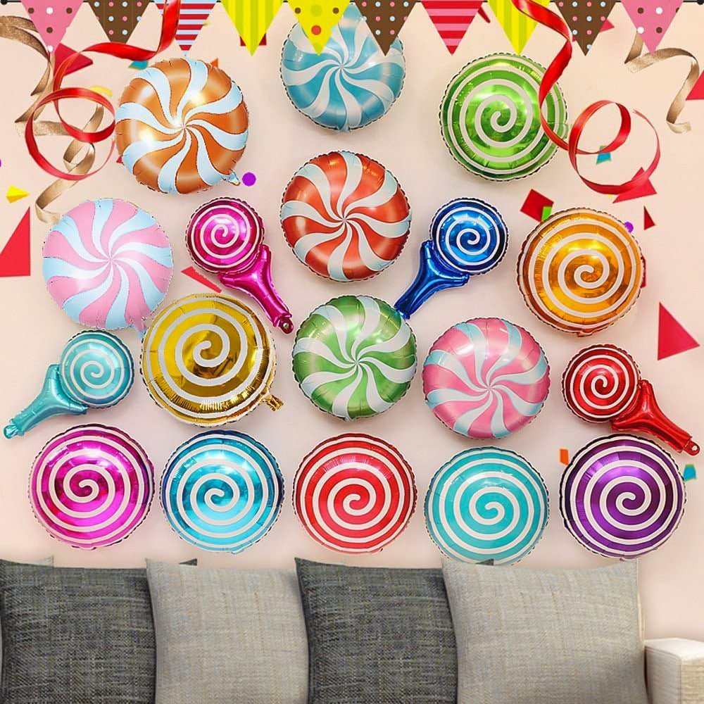 5 Pc Orange Candy Striped Mylar Foil Helium/Air Balloons 18" - YauSpark