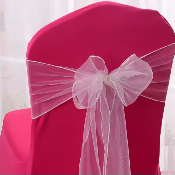 5 Pc Organza Chair Sashes Sheer 6.8" x 110" Beige - YauSpark