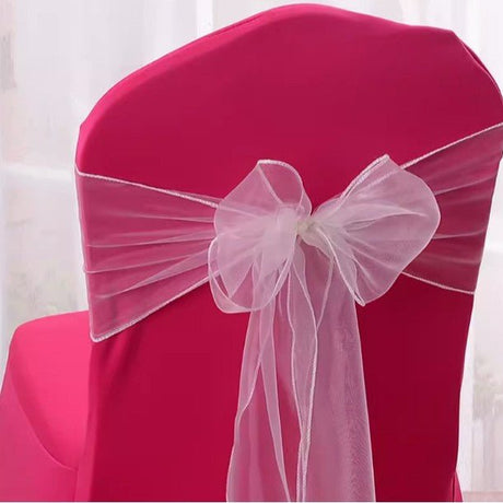 5 Pc Organza Chair Sashes Sheer 6.8" x 110" Beige - YauSpark