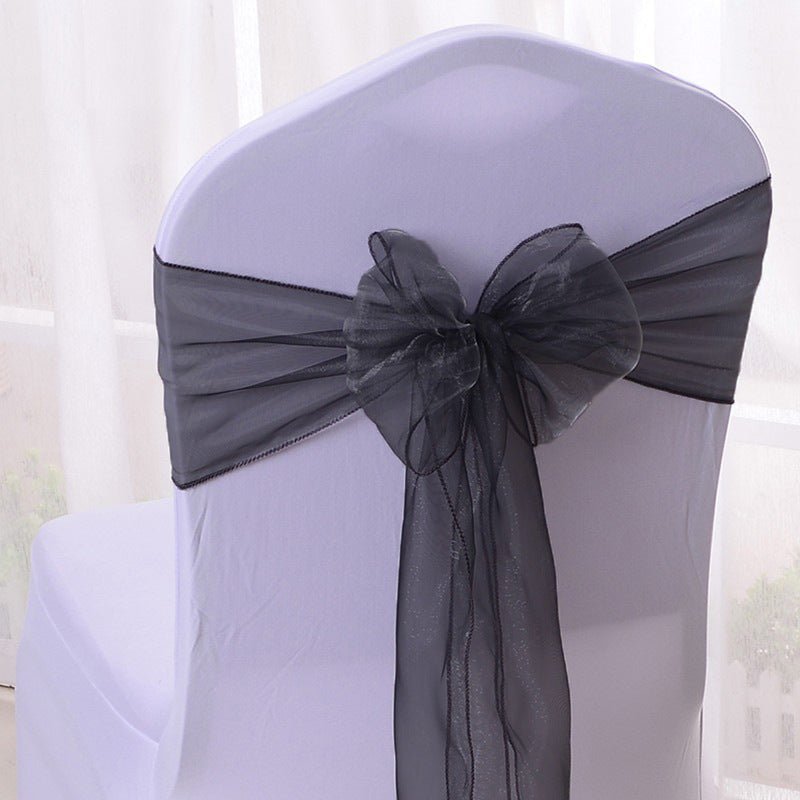 5 Pc Organza Chair Sashes Sheer 6.8" x 110" Black - YauSpark