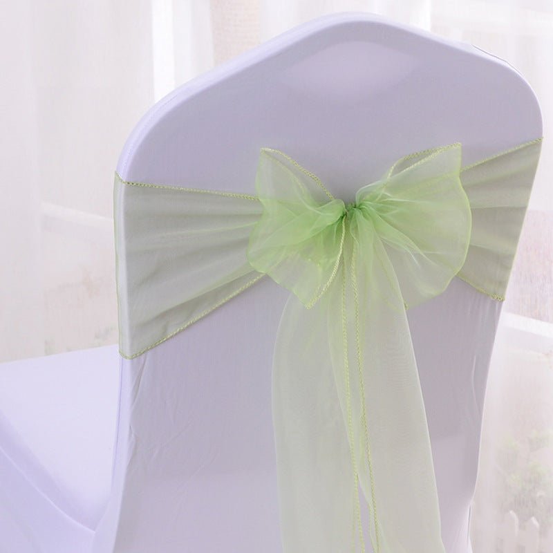 5 Pc Organza Chair Sashes Sheer 6.8" x 110" Fruit Green - YauSpark