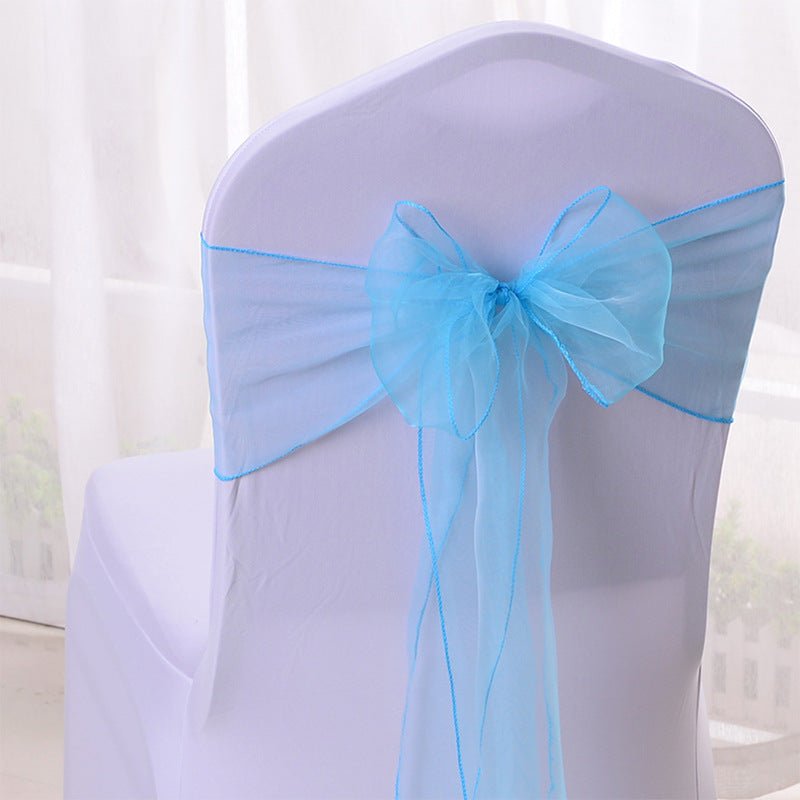 5 Pc Organza Chair Sashes Sheer 6.8" x 110" Lake Blue - YauSpark