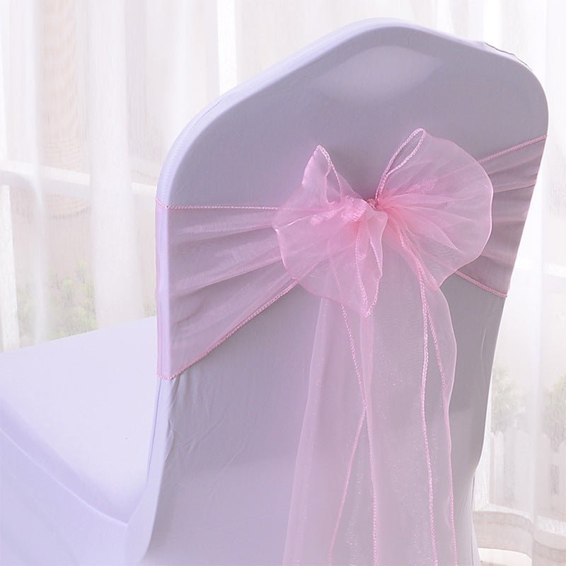 5 Pc Organza Chair Sashes Sheer 6.8" x 110" Light Pink - YauSpark