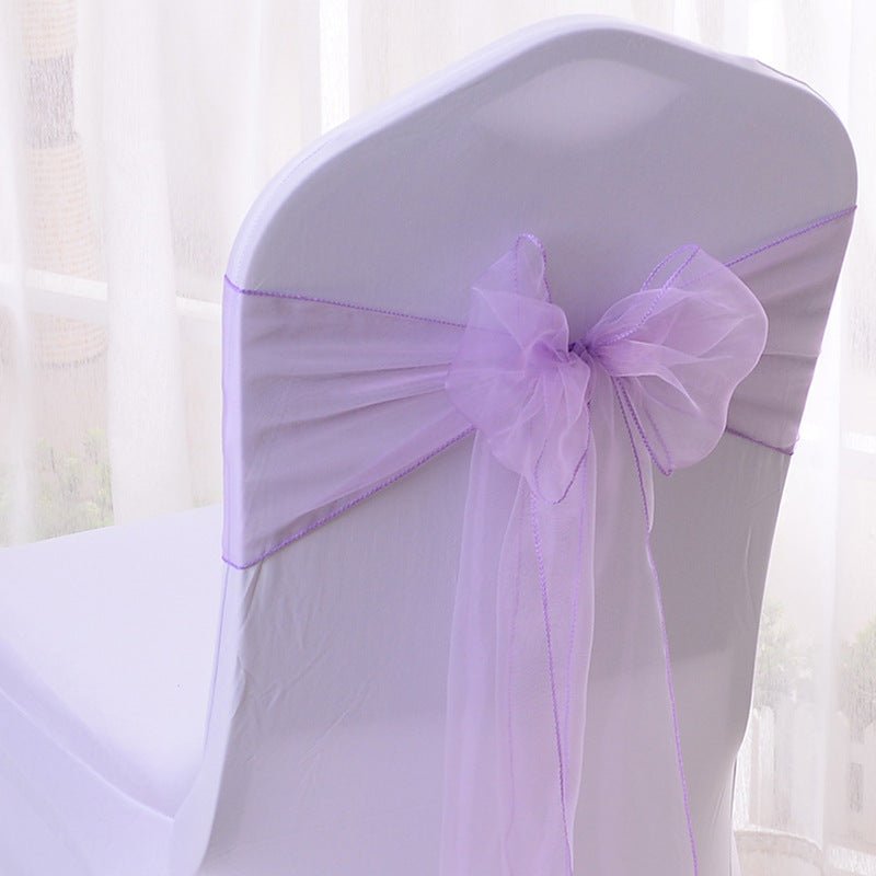 5 Pc Organza Chair Sashes Sheer 6.8" x 110" Light Purple - YauSpark
