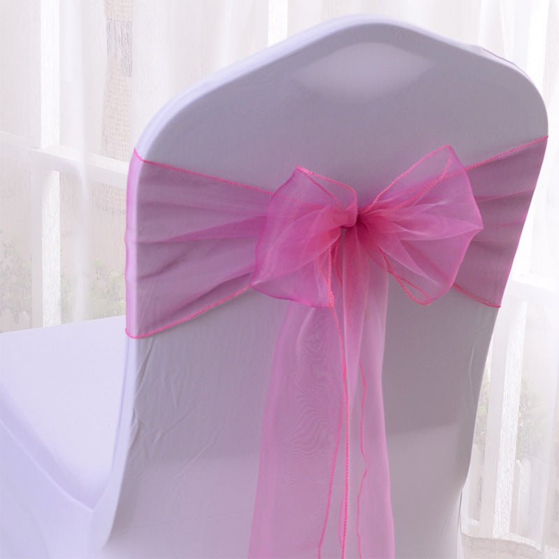 5 Pc Organza Chair Sashes Sheer 6.8" x 110" Rose Red - YauSpark