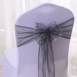 5 Pc Organza Chair Sashes Sheer 6.8" x 110" Silver Gray - YauSpark