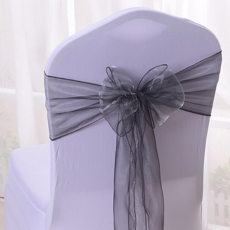 5 Pc Organza Chair Sashes Sheer 6.8" x 110" Silver Gray - YauSpark