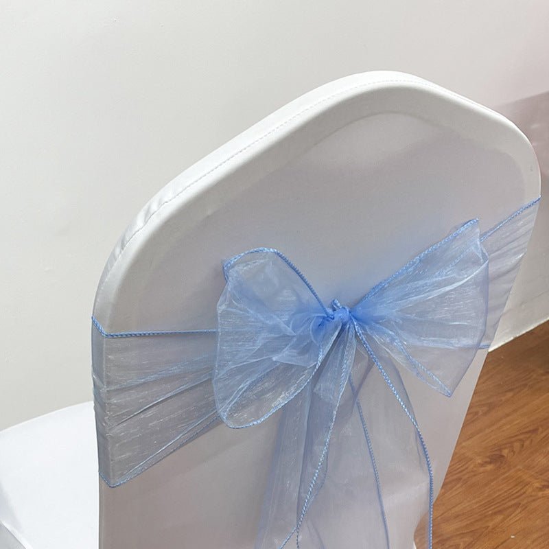5 Pc Organza Chair Sashes Sheer 6.8" x 110" Sky Blue - YauSpark