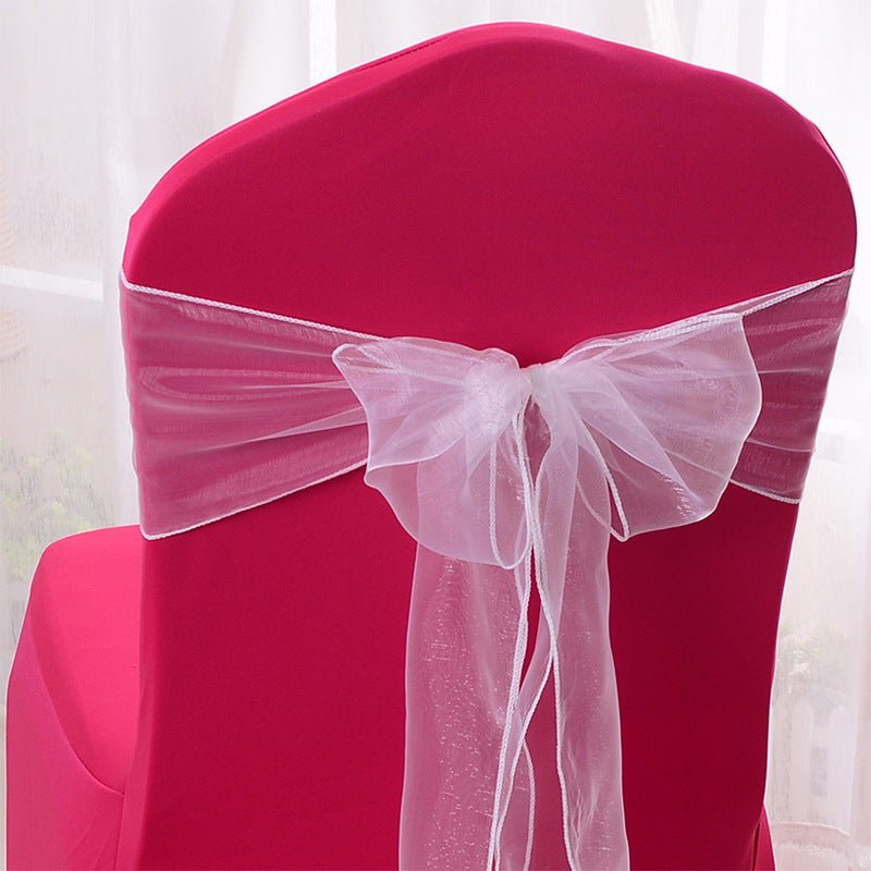5 Pc Organza Chair Sashes Sheer 6.8" x 110" White - YauSpark