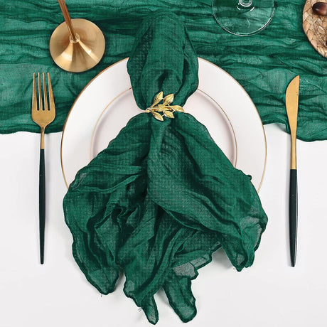 5 Pc Pleated Polyester Napkin Cloth 20"x20" Dark Green - YauSpark