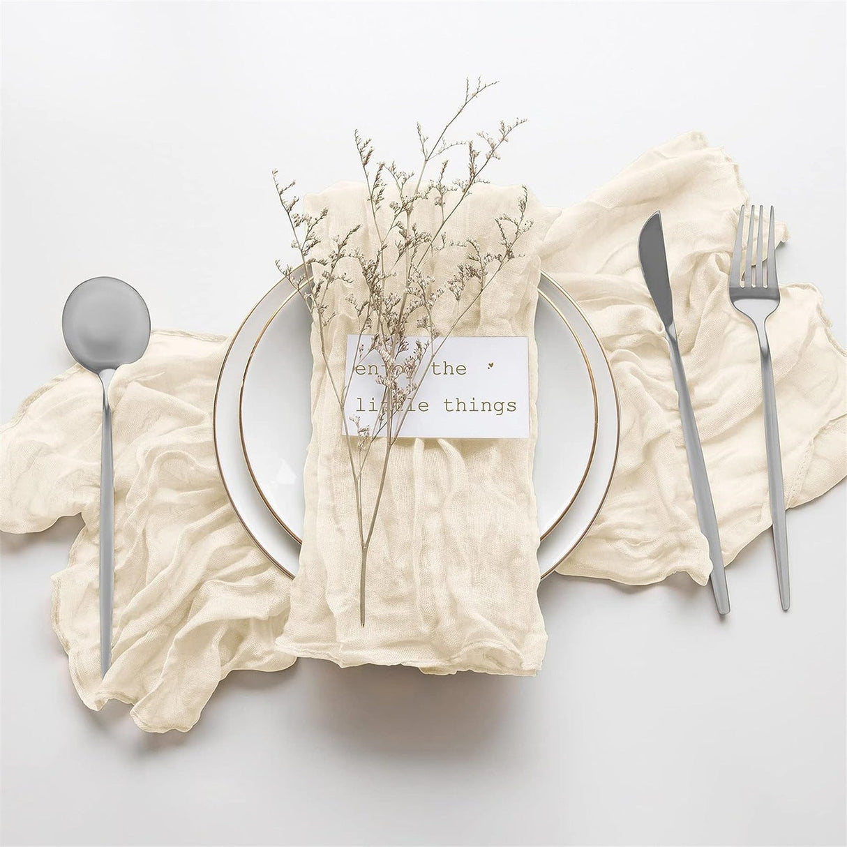 5 Pc Pleated Polyester Napkin Cloth 20"x20" Lotus Root Pink - YauSpark