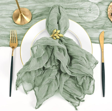 5 Pc Pleated Polyester Napkin Cloth 20"x20" Sage Green - YauSpark