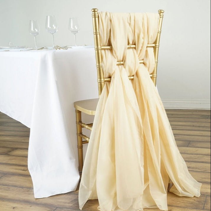5 Pc Premium Milk Yarn Chair Sashes 22"x80" Beige - YauSpark