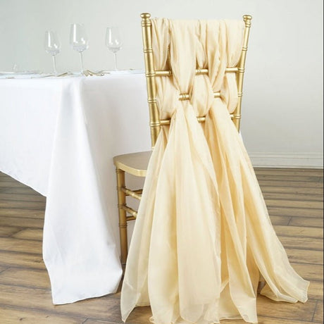 5 Pc Premium Milk Yarn Chair Sashes 22"x80" Beige - YauSpark