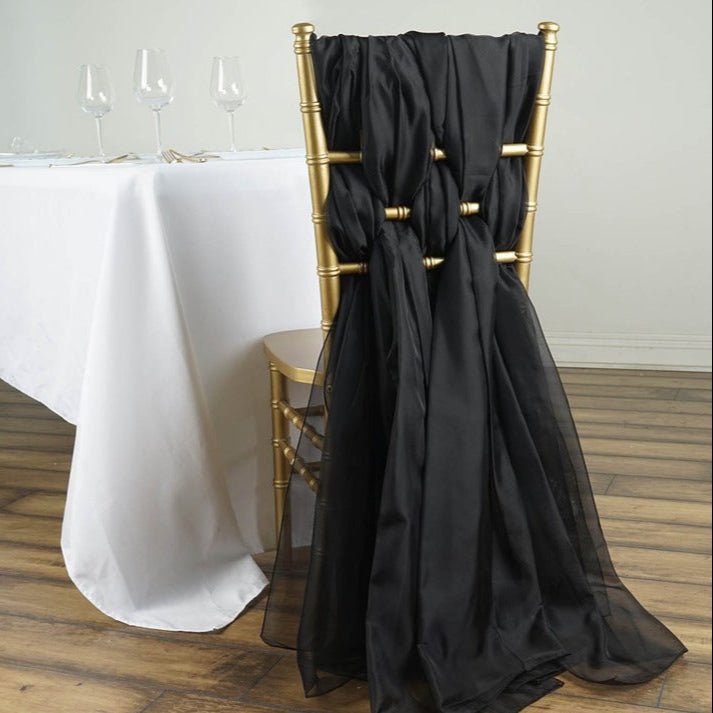 5 Pc Premium Milk Yarn Chair Sashes 22"x80" Black - YauSpark