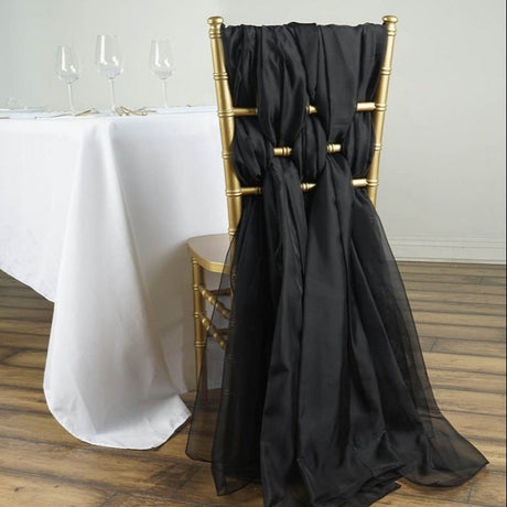 5 Pc Premium Milk Yarn Chair Sashes 22"x80" Black - YauSpark
