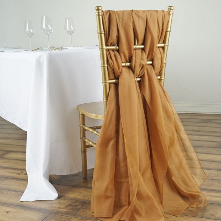 5 Pc Premium Milk Yarn Chair Sashes 22"x80" Gold - YauSpark