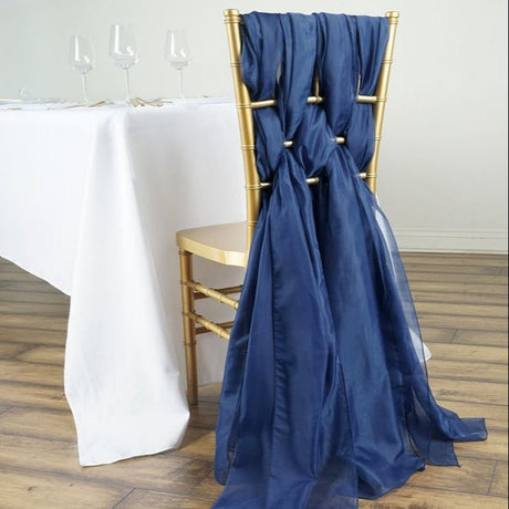 5 Pc Premium Milk Yarn Chair Sashes 22"x80" Navy Blue - YauSpark
