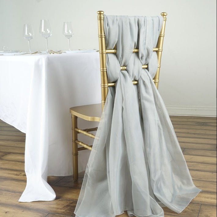 5 Pc Premium Milk Yarn Chair Sashes 22"x80" Silver Gray - YauSpark