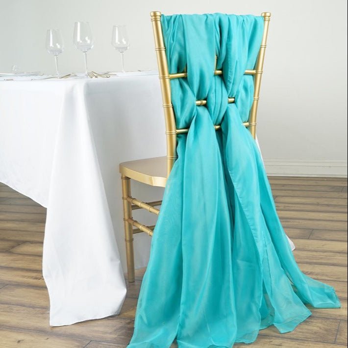 5 Pc Premium Milk Yarn Chair Sashes 22"x80" Tiffany Blue - YauSpark