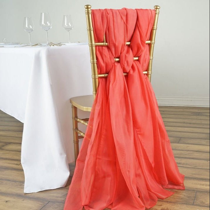 5 Pc Premium Milk Yarn Chair Sashes 22"x80" Watermelon Red - YauSpark