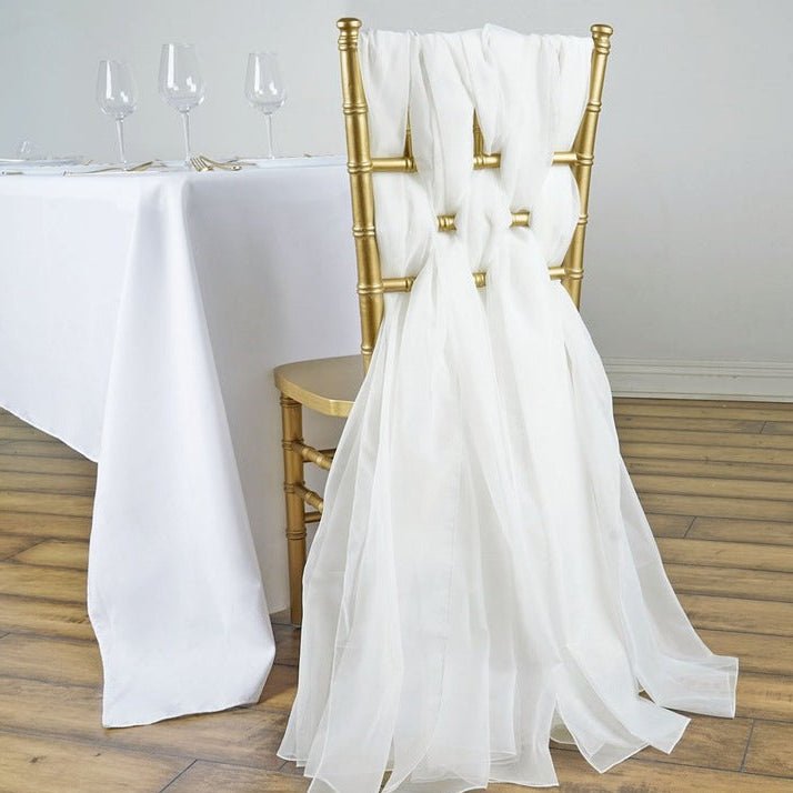 5 Pc Premium Milk Yarn Chair Sashes 22"x80" White - YauSpark