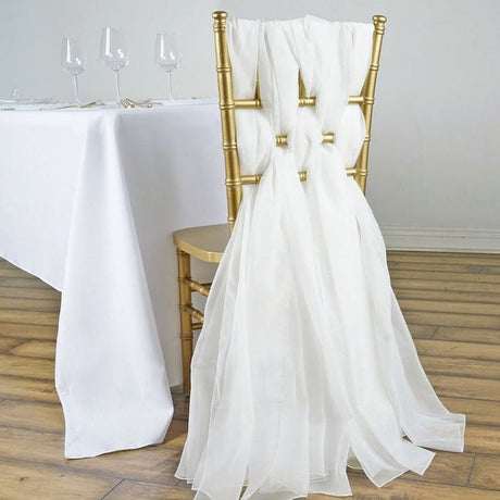 5 Pc Premium Milk Yarn Chair Sashes 22"x80" White - YauSpark