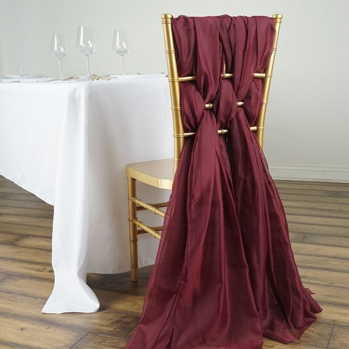 5 Pc Premium Milk Yarn Chair Sashes 22"x80" Wine Red - YauSpark