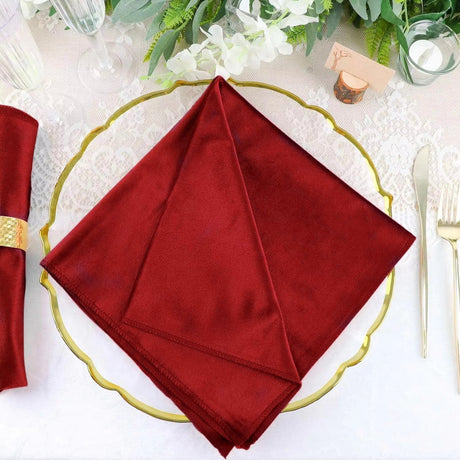 5 Pc Premium Velvet Napkins 18"x18" Red - YauSpark