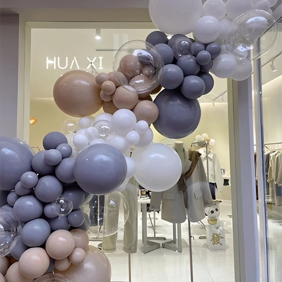 5 Pc Retro Blue Gray Latex Helium, Air or Water Balloons 36" - YauSpark