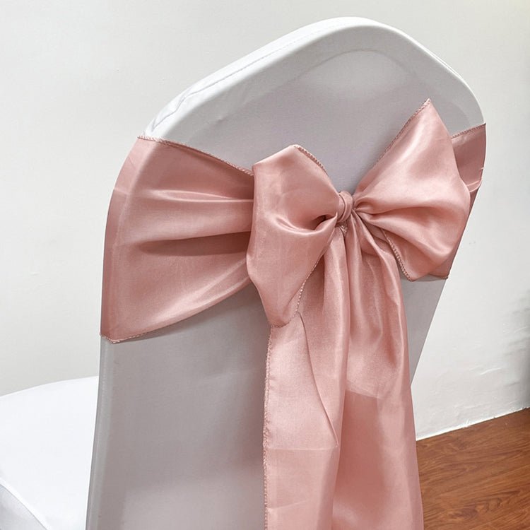 5 Pc Satin Chair Cover Sashes Bows 6.8" x 110" Avocado - YauSpark