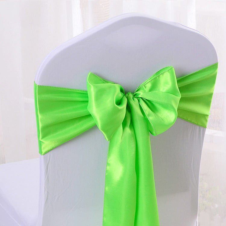 5 Pc Satin Chair Cover Sashes Bows 6.8" x 110" Fruit Green - YauSpark