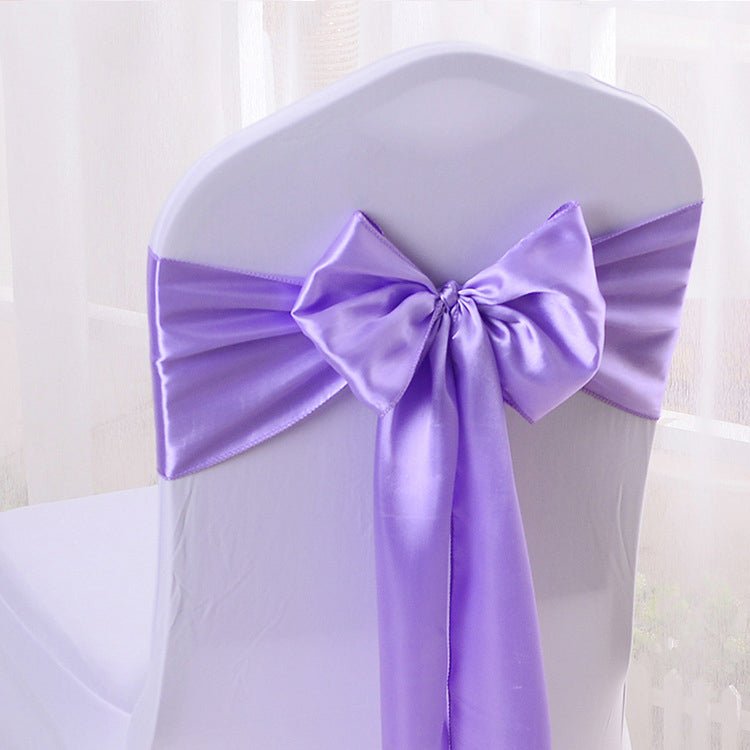 5 Pc Satin Chair Cover Sashes Bows 6.8" x 110" Light Purple - YauSpark
