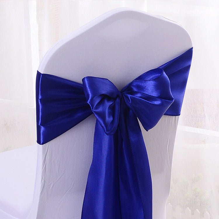 5 Pc Satin Chair Cover Sashes Bows 6.8" x 110" Royal Blue - YauSpark