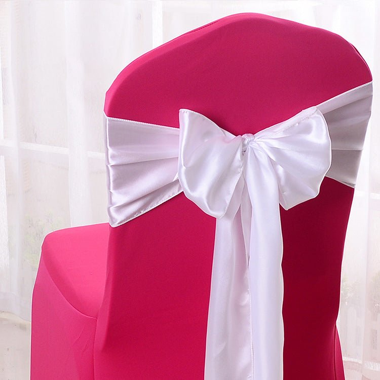 5 Pc Satin Chair Cover Sashes Bows 6.8" x 110" White - YauSpark