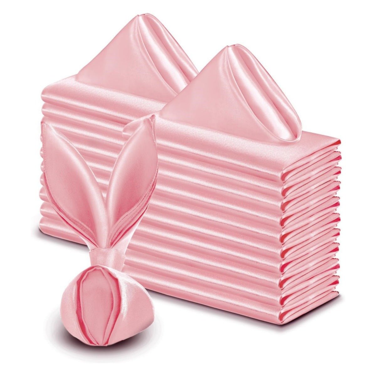 5 Pc Satin Soft Cloth Napkins 17"x17" Apricot Pink - YauSpark